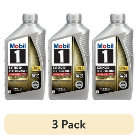 (3 Pack) Mobil 1 Extended Performance High Mileage Full Synthetic Motor Oil 5W-20  1 Quart