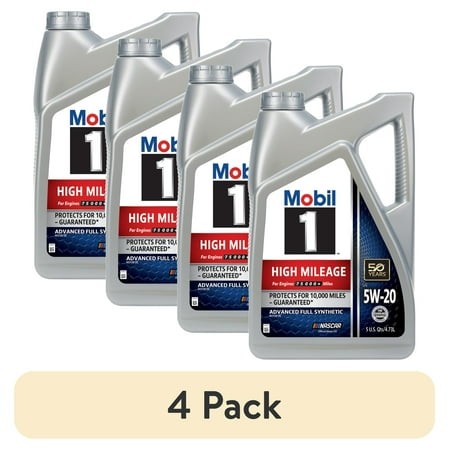 (4 Pack) Mobil 1 High Mileage Full Synthetic Motor Oil 5W-20  5 Quart