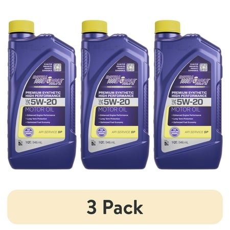 (3 Pack) Royal Purple High Performance Motor Oil 5W-20 Premium Synthetic Motor Oil  2 Lbs  Universal  1 Quart