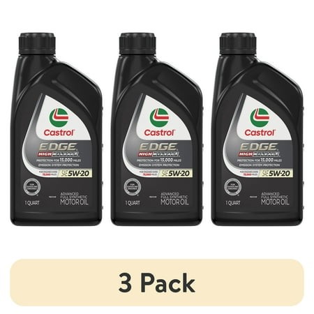 (3 Pack) Castrol EDGE High Mileage 5W-20 Advanced Full Synthetic Motor Oil  1 Quart