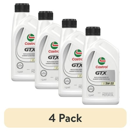 (4 Pack) Castrol GTX 5W-20 Synthetic Blend Motor Oil  1 Quart