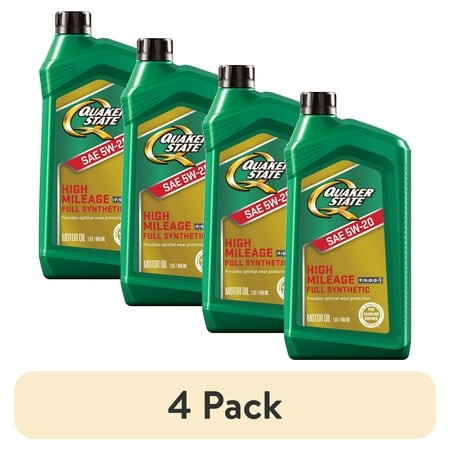 (4 Pack) Quaker State Full Synthetic High Mileage 5W-20 Motor Oil  1 Quart