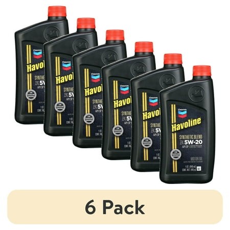 (6 Pack) Chevron Havoline Synthetic Blend Motor Oil 5W-20  1 Quart Bottle