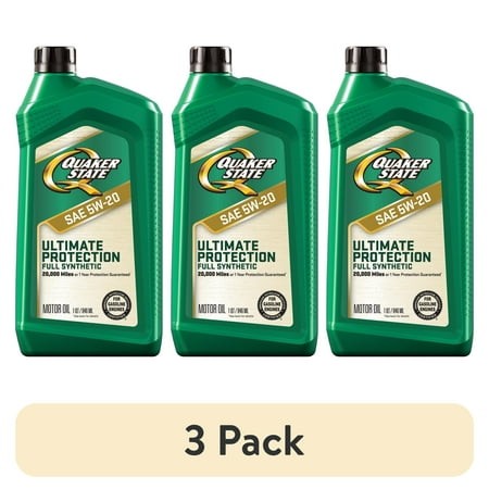 (3 Pack) Quaker State Ultimate Protection Full Synthetic 5W-20 Motor Oil  1 Quart