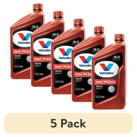 (5 Pack) Valvoline MaxLife High Mileage 5W-20 Synthetic Blend Motor Oil 1 Quart