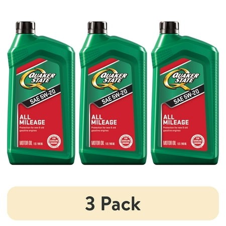 (3 Pack) Quaker State All Mileage 5W-20 Motor Oil  1 Quart