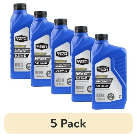 (5 Pack) Super Tech All Mileage Synthetic Blend Motor Oil SAE 5W-20  1 Quart