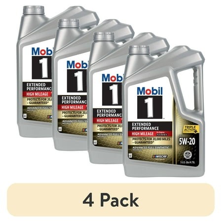 (4 Pack) Mobil 1 Extended Performance High Mileage Full Synthetic Motor Oil 5W-20  5 Quart
