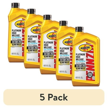 (5 Pack) Pennzoil Platinum High Mileage Full Synthetic 5W-20 Motor Oil  1 Quart