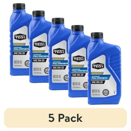 (5 Pack) Super Tech Advanced Full Synthetic Motor Oil SAE 5W-20  1 Quart