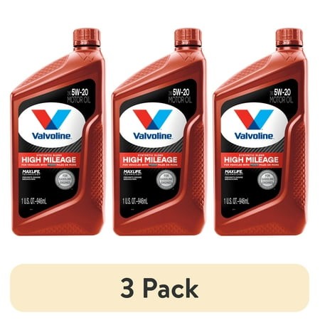 (3 Pack) Valvoline MaxLife High Mileage 5W-20 Synthetic Blend Motor Oil 1 Quart