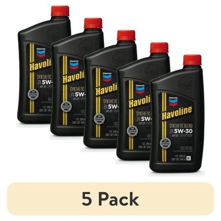 (5 Pack) Chevron Havoline 5W-30 Synthetic Blend Motor Oil  1 Quart