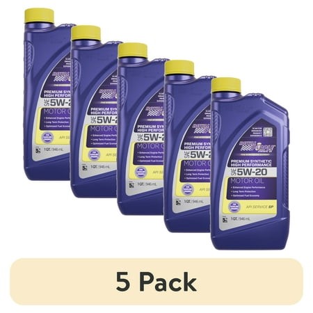 (5 Pack) Royal Purple High Performance Motor Oil 5W-20 Premium Synthetic Motor Oil  2 Lbs  Universal  1 Quart