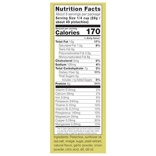 Wonderful Pistachios No Shells Dill Pickle Nuts, 5.5 Ounce Resealable Bag, Protein Snacks, Gluten Free, Healthy Snacks thumbnail