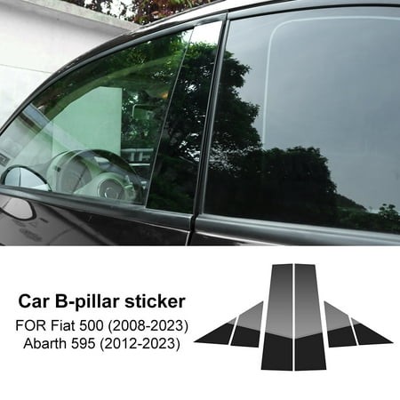 B Pillars Sticker for Fiat 500 08-23 Abarth 595 695 2012-2017 2018 2019 2020 2021 2022 2023 Carbon Fiber Pattern Glossy Black