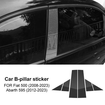 B Pillars Sticker for Fiat 500 08-23 Abarth 595 695 2012-2017 2018 2019 2020 2021 2022 2023 Carbon Fiber Pattern Glossy Black