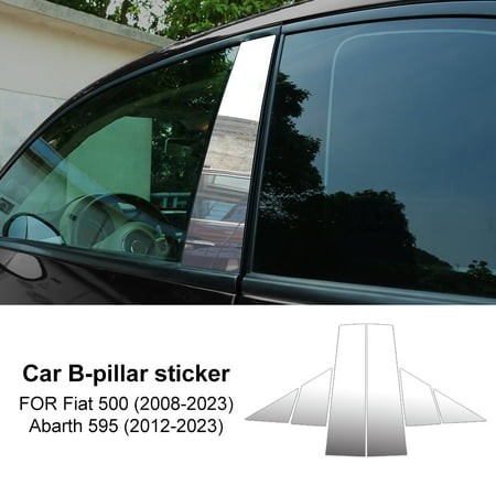 B Pillars Sticker for Fiat 500 08-23 Abarth 595 695 2012-2017 2018 2019 2020 2021 2022 2023 Carbon Fiber Pattern Glossy Black
