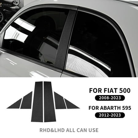 Real Carbon Fiber for Fiat 500 08-23 Abarth 595 2012-2016 2017 2018 2019 2020 2021 2022 2023 B Pillars Sticker Strip Protect