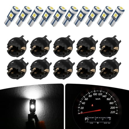 T5 LED Bulb  Cciyu 37 74 2721 3-SMD 3030 LED Bulb  Super White 73 2723 Wedge LED Bulb T5 Twist Socket  Replacement Dash Dashboard Lights Instrument Pa