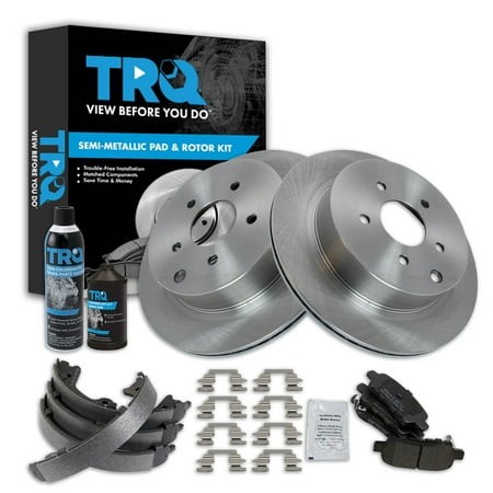 TRQ Rear Brake Pad & Rotor Kit Semi-Metallic Fits 09-12 FX35 13 FX37 JX35 12-13 M35h 11-13 M37 M56 03-19 Murano 13-19 Pathfinder 14-17 Q50 17 Q60 14-1