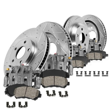 Callahan Brake Parts Kit for Buick Enclave 08-17 Chevrolet Traverse 09-17 GMC Acadia 07-16 Acadia Limited 2017 Saturn Outlook 07-10 & Drilled Slotted 