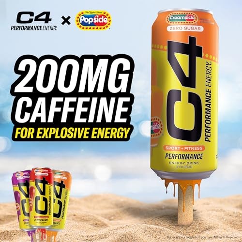 Cellucor C4 Performance Energy Drink | Zero Sugar Carbonated Preworkout Energy | 200mg Caffeine with Beta Alanine | Orange Creamsicle | 16 Fl Oz (12 P thumbnail