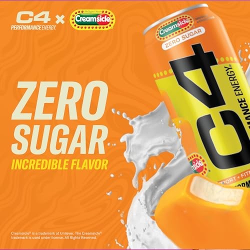 Cellucor C4 Performance Energy Drink | Zero Sugar Carbonated Preworkout Energy | 200mg Caffeine with Beta Alanine | Orange Creamsicle | 16 Fl Oz (12 P thumbnail
