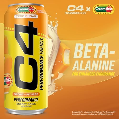 Cellucor C4 Performance Energy Drink | Zero Sugar Carbonated Preworkout Energy | 200mg Caffeine with Beta Alanine | Orange Creamsicle | 16 Fl Oz (12 P thumbnail
