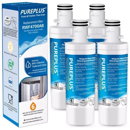 Water Filter Pureplus Fit for LG LFXS26973S 46-9980 LFXS26973D LMXS28596D ( 4 PACK )