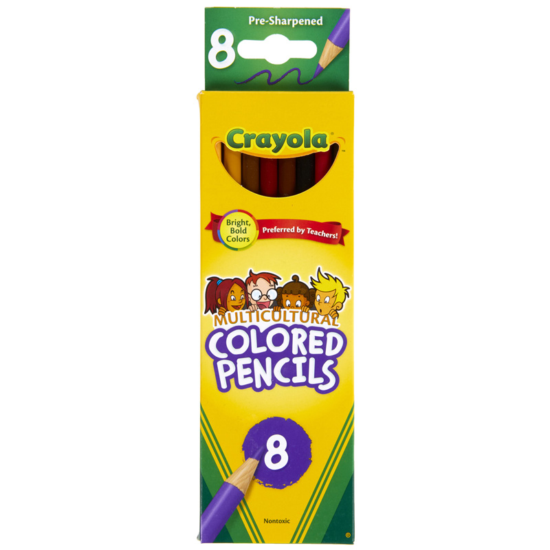 Crayola BIN684208-12 Multicultural Colored Pencils - 8 Count - Box of 12