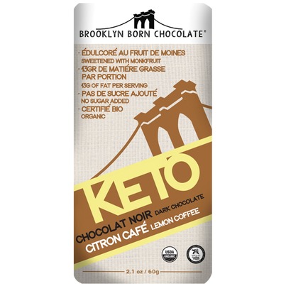 Brooklyn Born Chocolate Lemon Coffee Keto Dark Chocolate Bar, 2.1 Oz