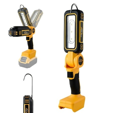 cordless led work light for dewalt 20v 3000lm battery light with hook portable 2 lighting modes inspection light for car repair workshop camping ou