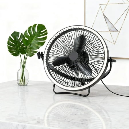 Parrot Uncle 20  Matte Black Modern 2-in-1 Rotatable LED Floor Fan  Plug-in  6-Speed Reversible DC Motor  Remote Control  3CCT Adjustable Light  Dimma