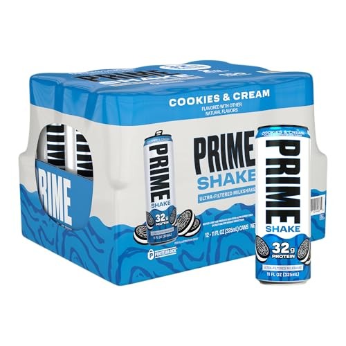 PRIME Protein Shake, Cookies & Cream, 32g Protein for Muscle Support & Recovery, Ultra-Filtered Milk, Lactose Free, Low Sugar, Low Calorie, Ready to D