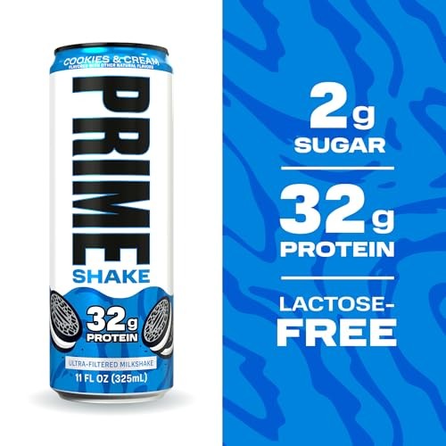 PRIME Protein Shake, Cookies & Cream, 32g Protein for Muscle Support & Recovery, Ultra-Filtered Milk, Lactose Free, Low Sugar, Low Calorie, Ready to D thumbnail