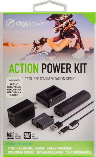 Digipower Action Power Kit for GoPro Hero8 Black  Hero7 Black  Hero6 Black  Hero5 Black & Hero