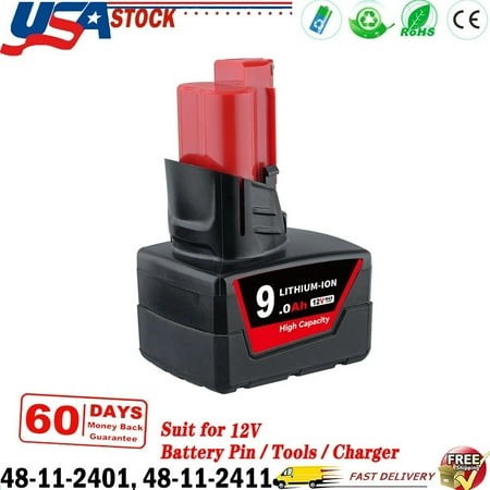 9000mAh M12 Replacement for Miwokee 12Volt Battery Compatible 48-11-0490  48-11-2402  48-11-2411  48-11-2430  Cordless Power Tools and Charger
