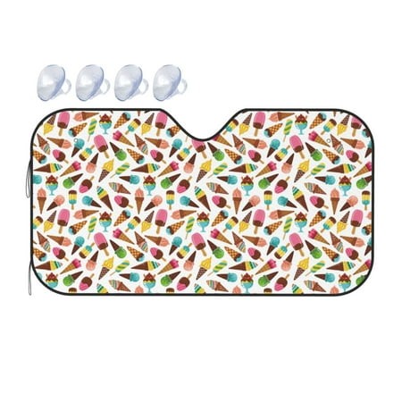 Zeuib Ice Cream Popsicles Premium Car Sunshade: Superior Sun Protection and Heat Insulation for Car-Small