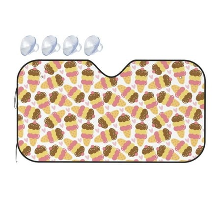 Zeuib Cute Ice Cream Premium Car Sunshade: Superior Sun Protection and Heat Insulation for Car-Small