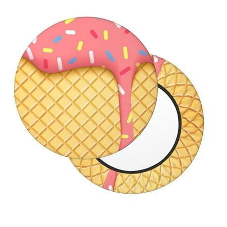 Lsque Pink Ice Cream Round Bar Chair Cushion Covers Velvet Fabric Premium Comfort Protects from Scratches and Stains for 14-17 Inch Chair- 13 Inch