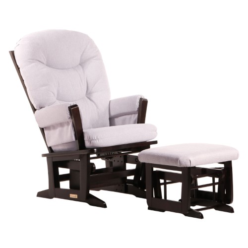 Dutailier Espresso/Light Grey Modern Glider and Ottoman Set
