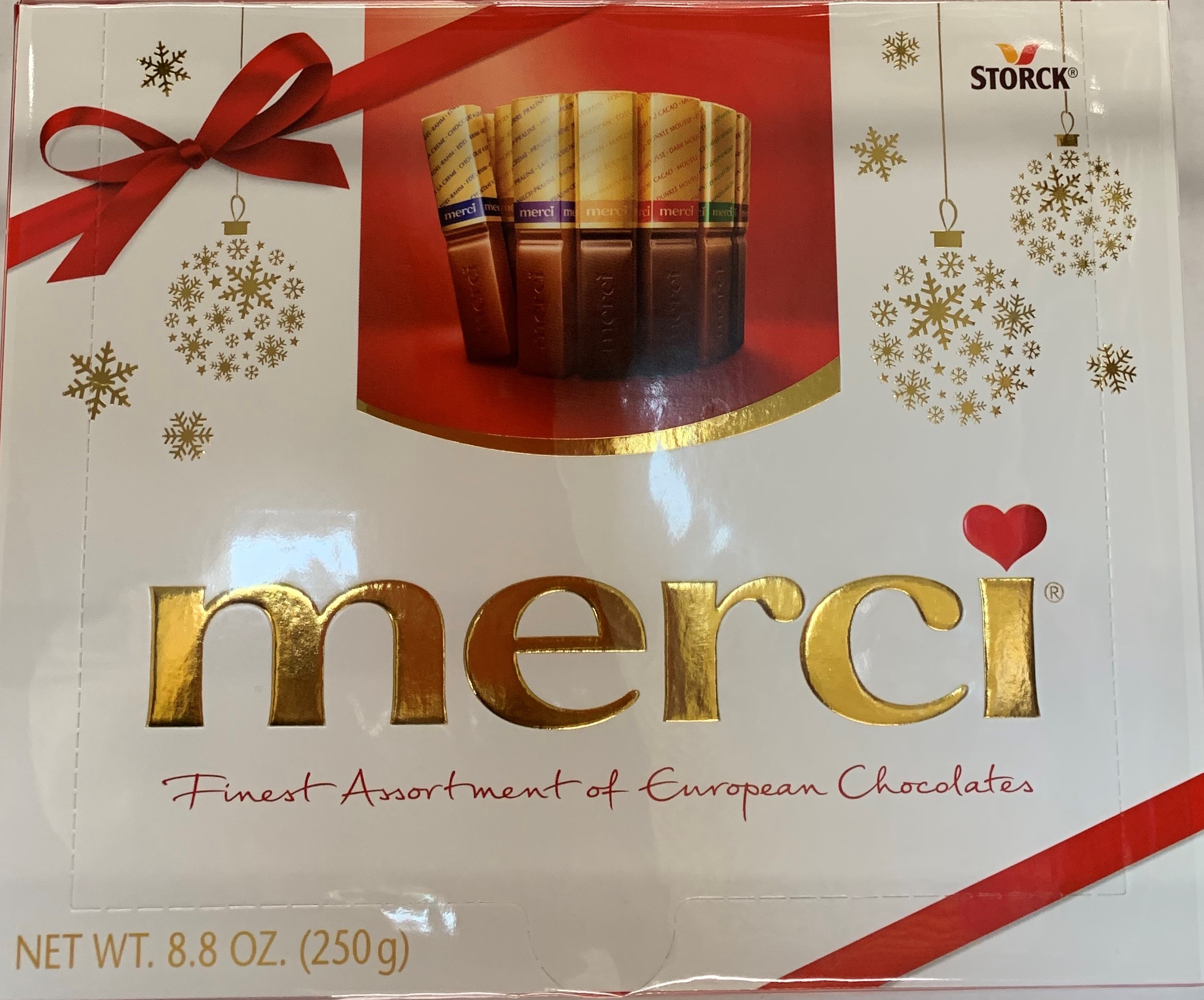 FINEST ASSORTMENT OF EUROPEAN CHOCOLATES, CREAMY CHOCOLATE, COFFEE AND CREAM, HAZELNUT ALMOND, HAZELNUT CREME, MARZIPAN, DARK CREAM, DARK MOUSSE, PRALINE CREME