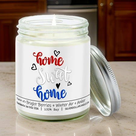 Home Sweet Home Candle - New Home Candle Balsam + Berry Scent  Handmade in USA - 9oz 100% All-Natural Handmade Soy Wax Candle