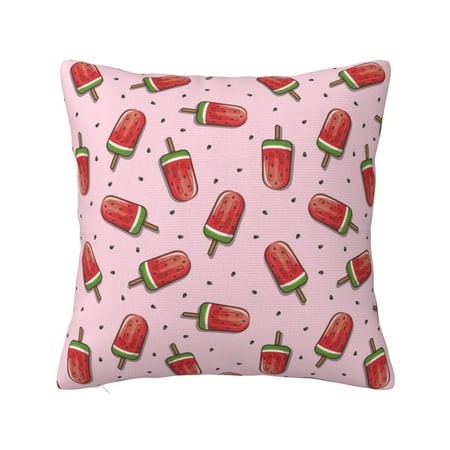 Wukai Watermelon Ice Cream Premium Polyester Fleece Pillow Covers with Hidden Zipper Closure Luxuriously Soft and Durable-26 X26