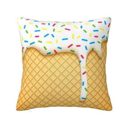 Wukai White Ice Cream Premium Polyester Fleece Pillow Covers with Hidden Zipper Closure Luxuriously Soft and Durable-22 X22
