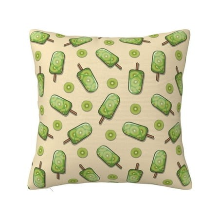 Wukai Kiwi Ice Cream Premium Polyester Fleece Pillow Covers with Hidden Zipper Closure Luxuriously Soft and Durable-16 X16