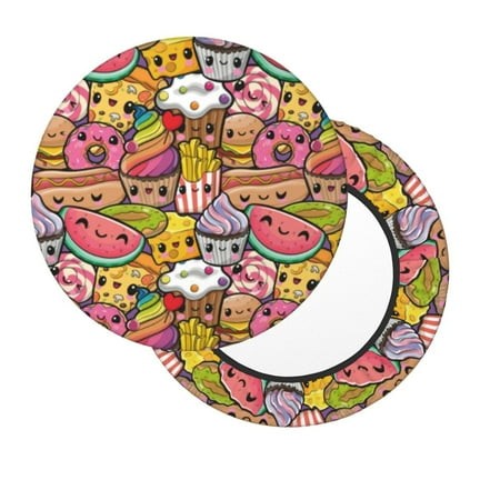 Lsque Fruit-Flavored Ice-Cream Round Bar Chair Cushion Covers Velvet Fabric Premium Comfort Protects from Scratches and Stains for 14-17 Inch Chair- 1