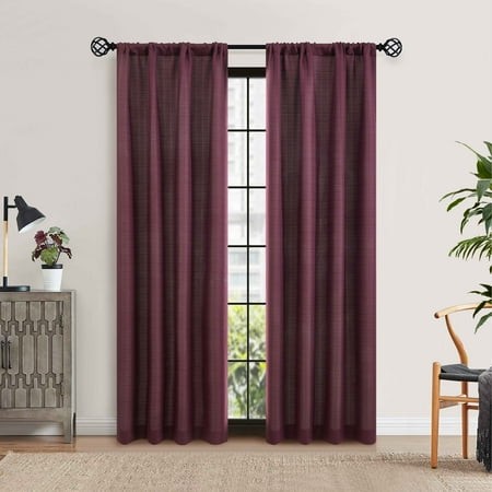 Mainstays Southport Textured Curtain Panel Pair  Set of 2  Burgundy  40 W X 84 L