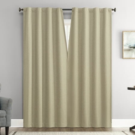 Sun Zero Vance 2-Piece Magnetic Closure 100% Blackout Back Tab Curtain Panel Pair  37 X63   Taupe