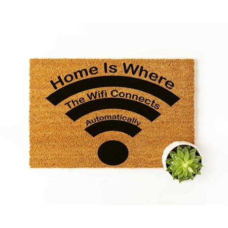 Doormat Home Is Where the Wifi Connects Automatically Welcome Mat Fun (36  X 72 ) #5513